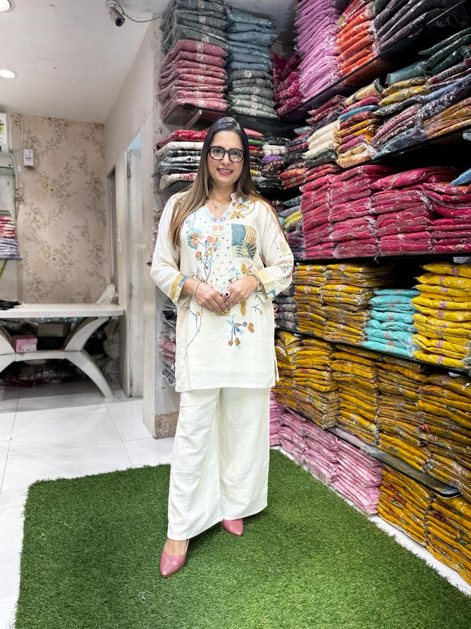 Pure Jute Cotton Off White 2pc Set