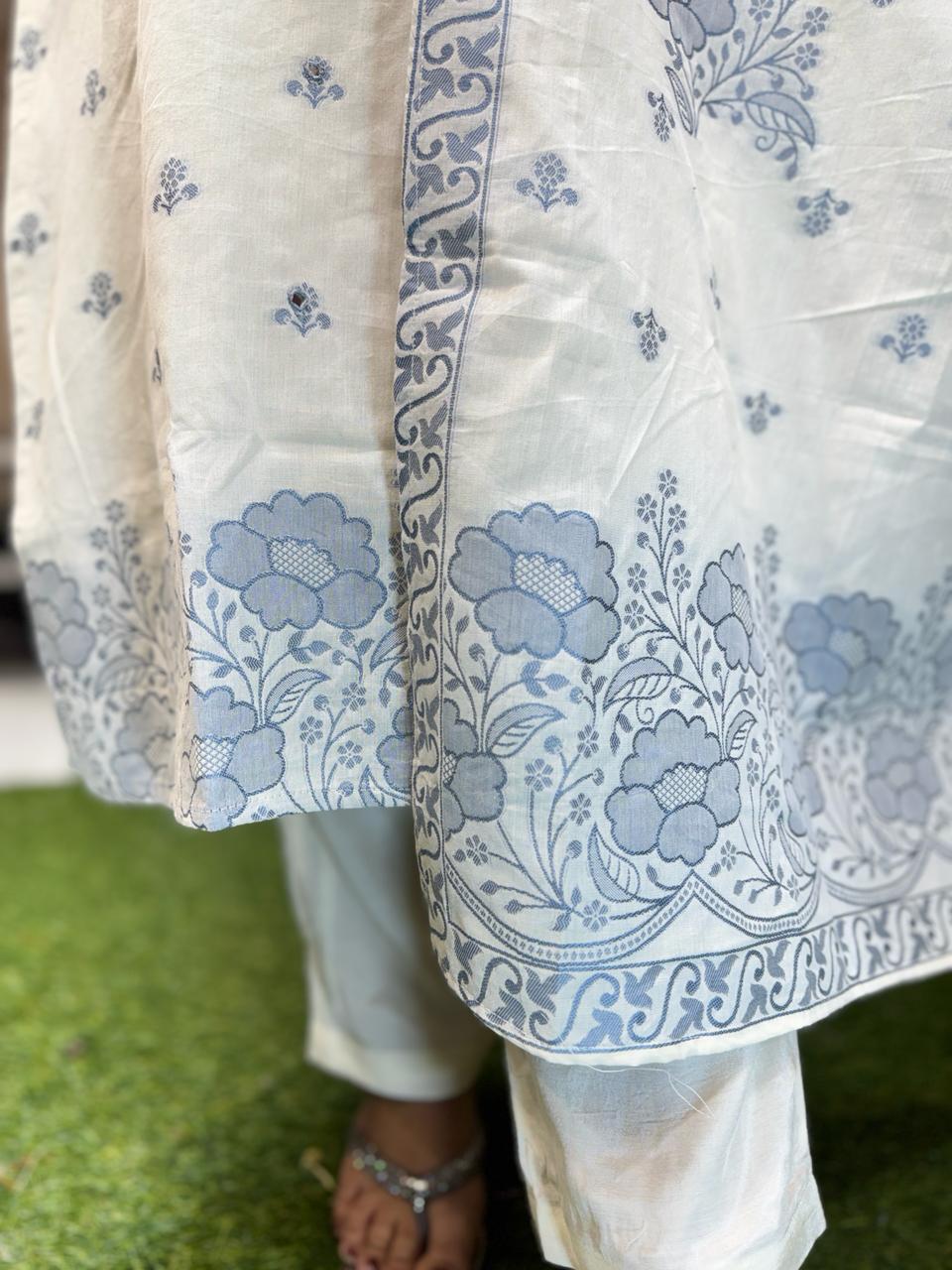 Pure Jamdani Cotton Off White 3pc Set