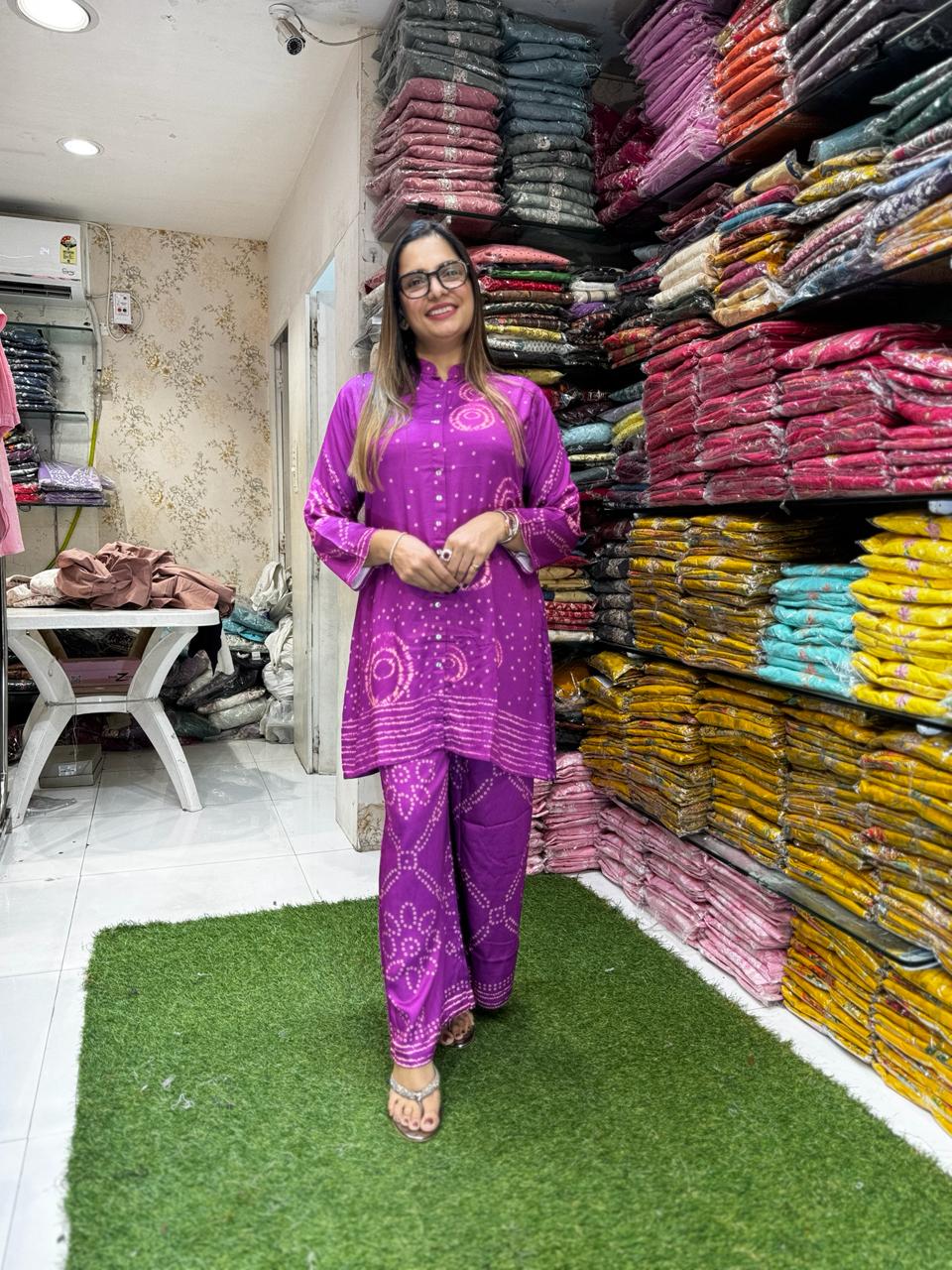 Pure Gaji Silk Mazenta Purple 2pc Set
