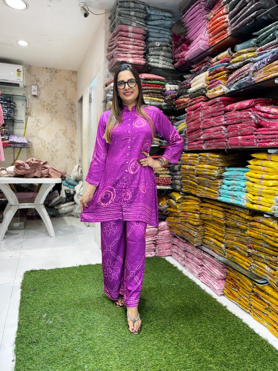 Pure Gaji Silk Mazenta Purple 2pc Set