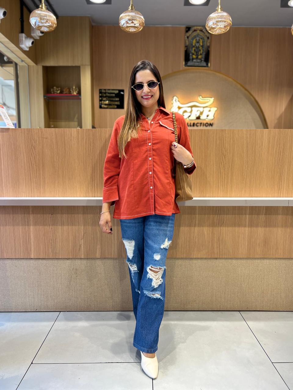Pure Linen Cotton Orange Short Top