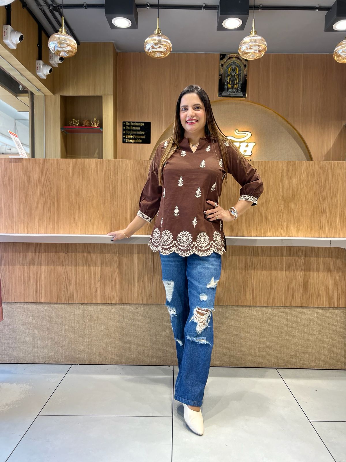 Pure Linen Cotton Brown Short Top