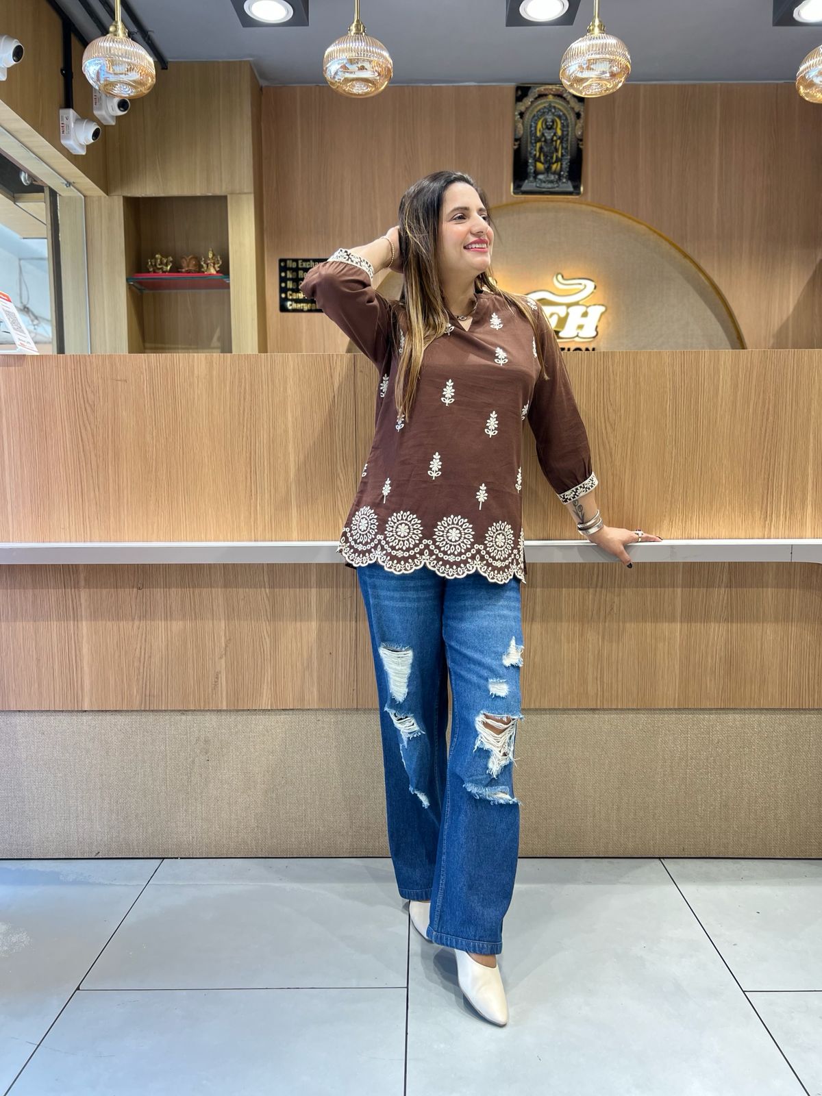 Pure Linen Cotton Brown Short Top