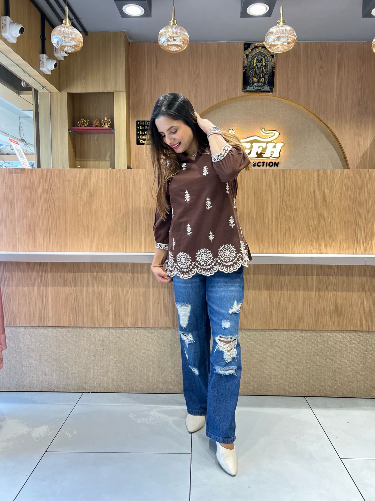 Pure Linen Cotton Brown Short Top