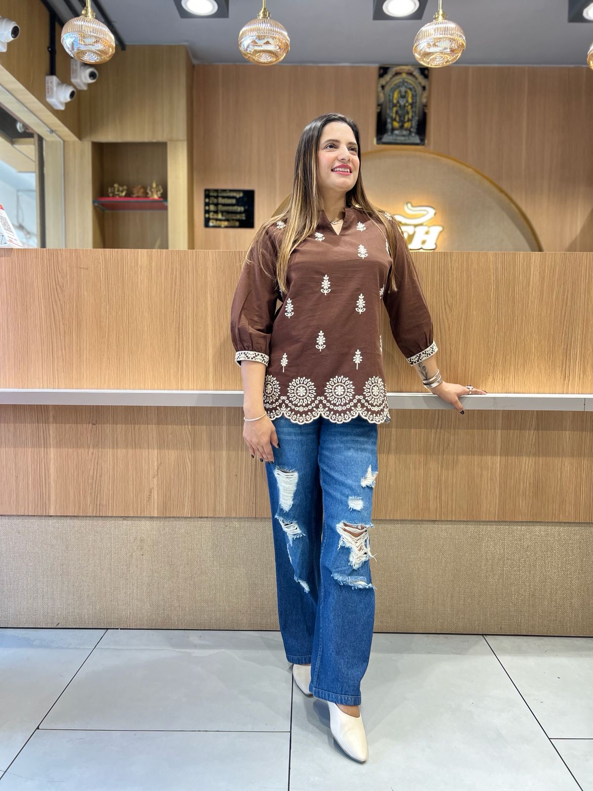 Pure Linen Cotton Brown Short Top