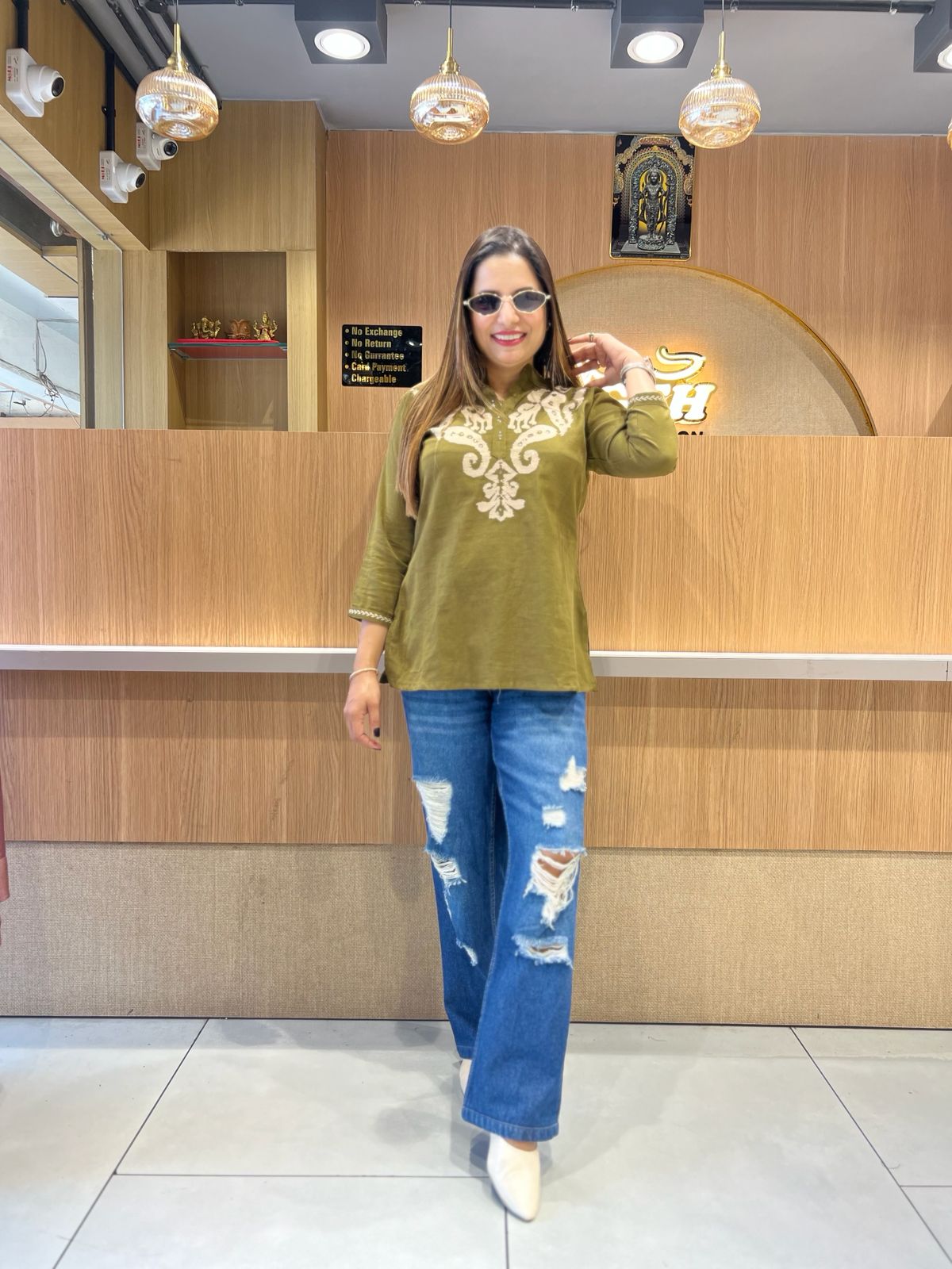 Pure Linen Cotton Green Short Top