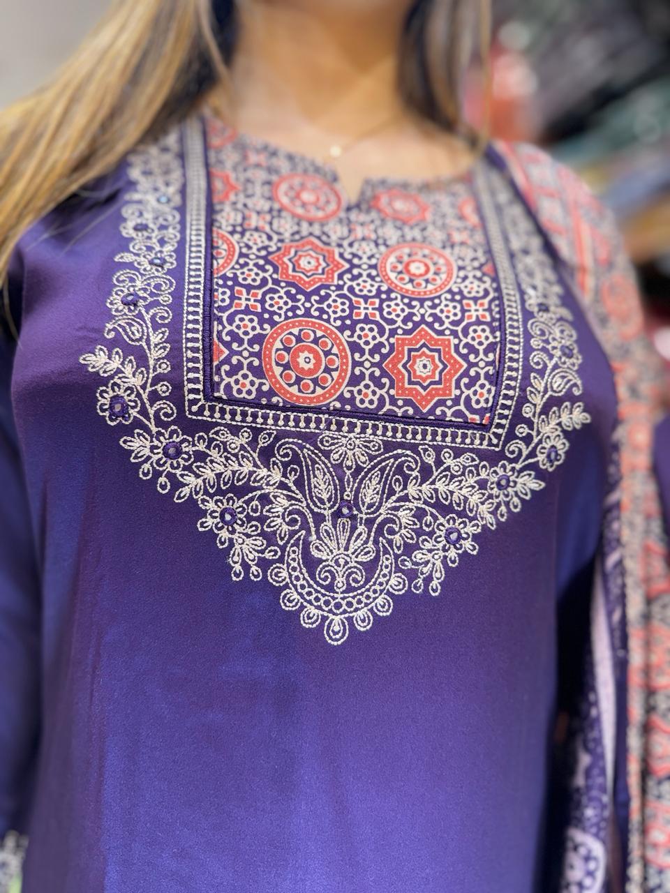 Pure Gaji Silk Purple 3pc Set