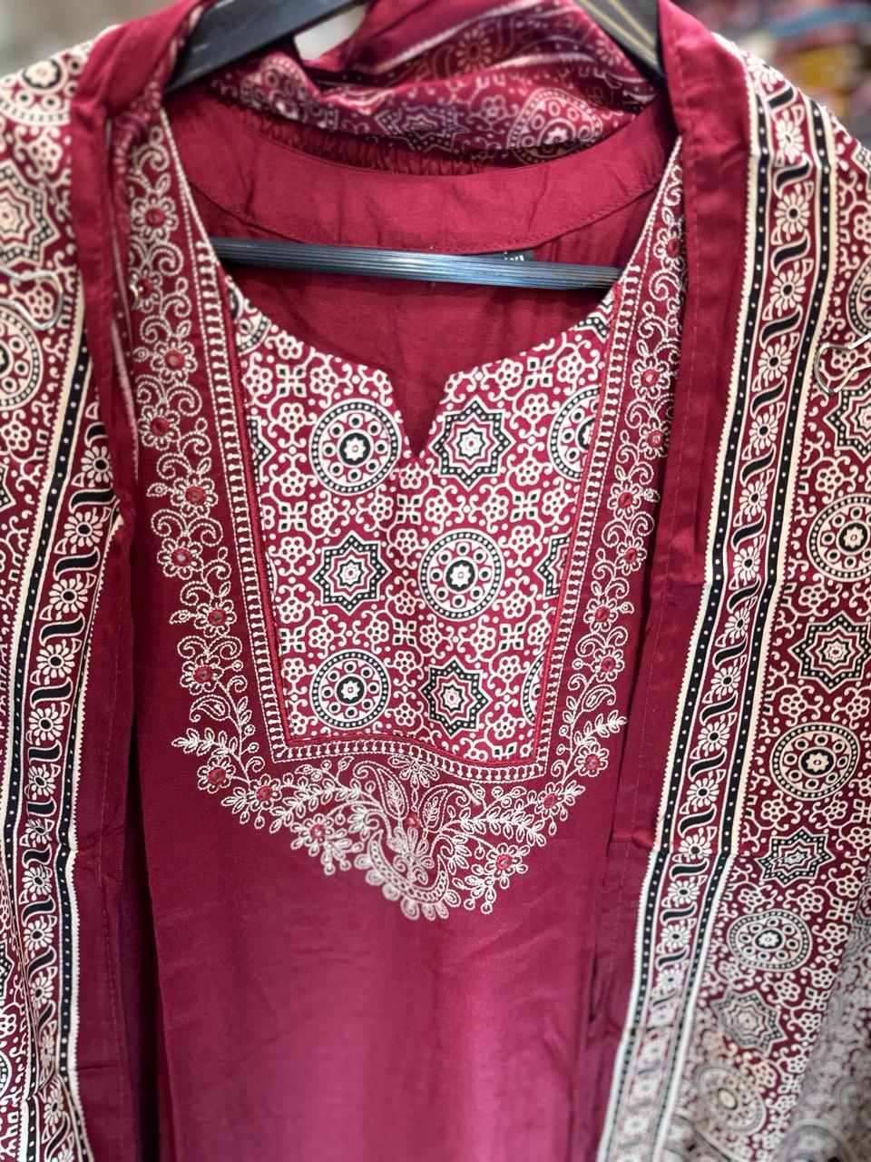 Pure Gaji Silk Maroon 3pc Set
