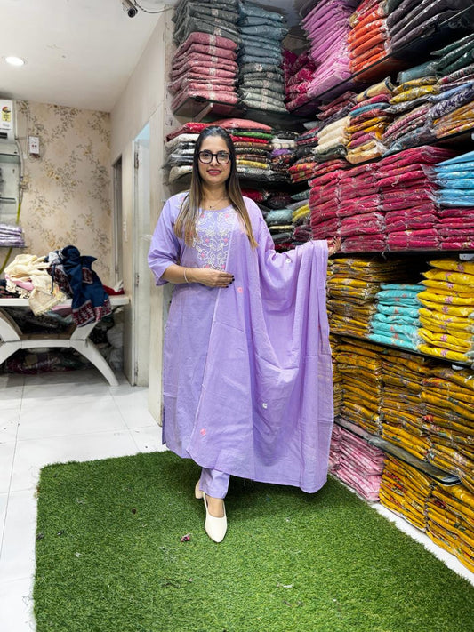 Pure Cotton Lylac Purple 3pc Set