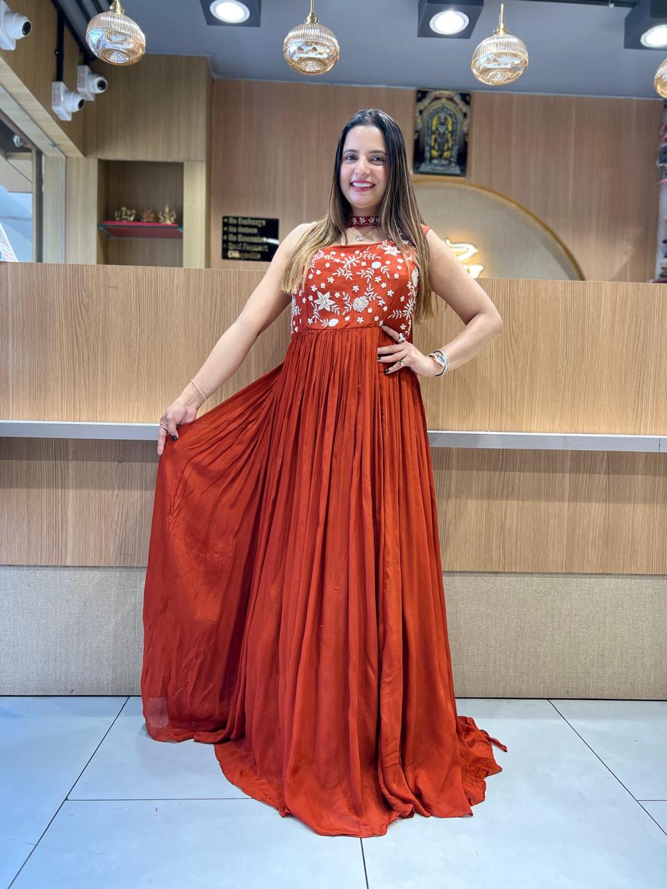 Pure Chinon Orange Gown