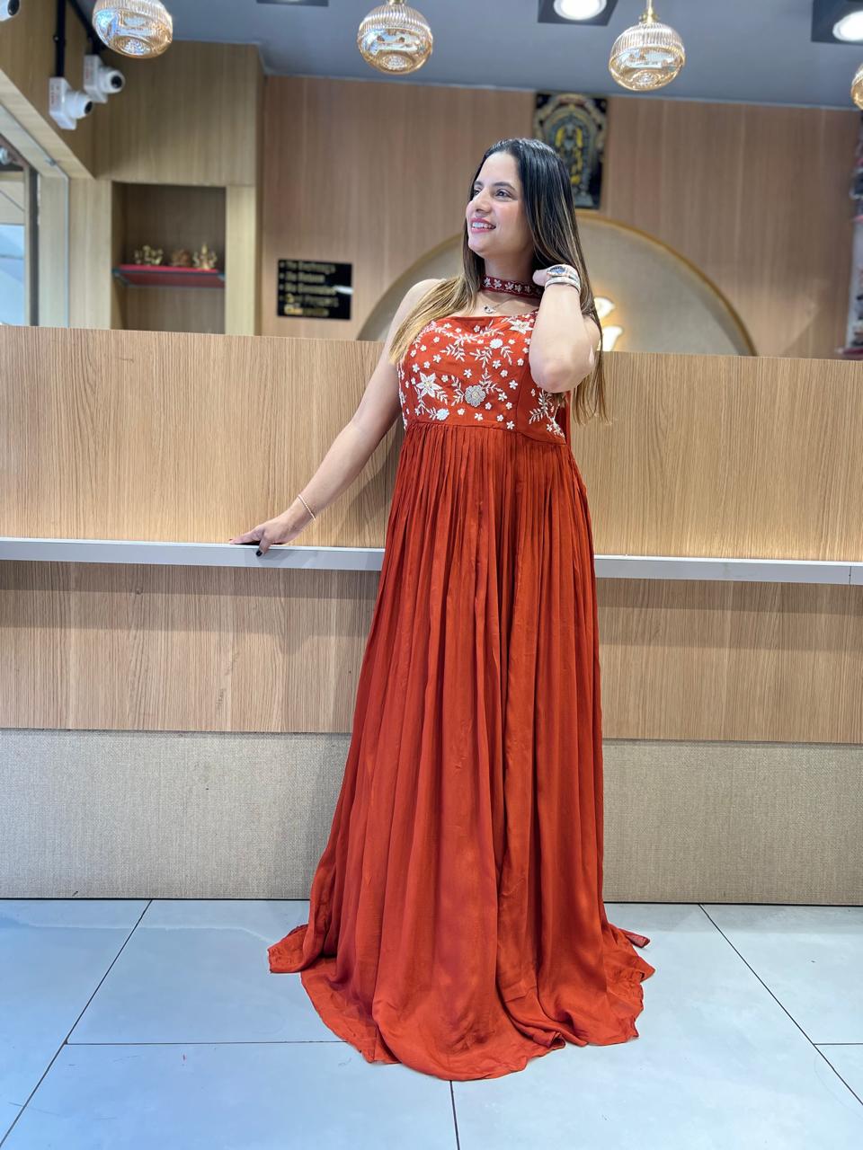 Pure Chinon Orange Gown