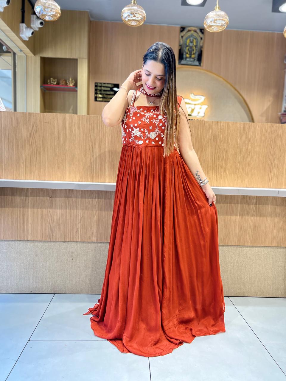 Pure Chinon Orange Gown