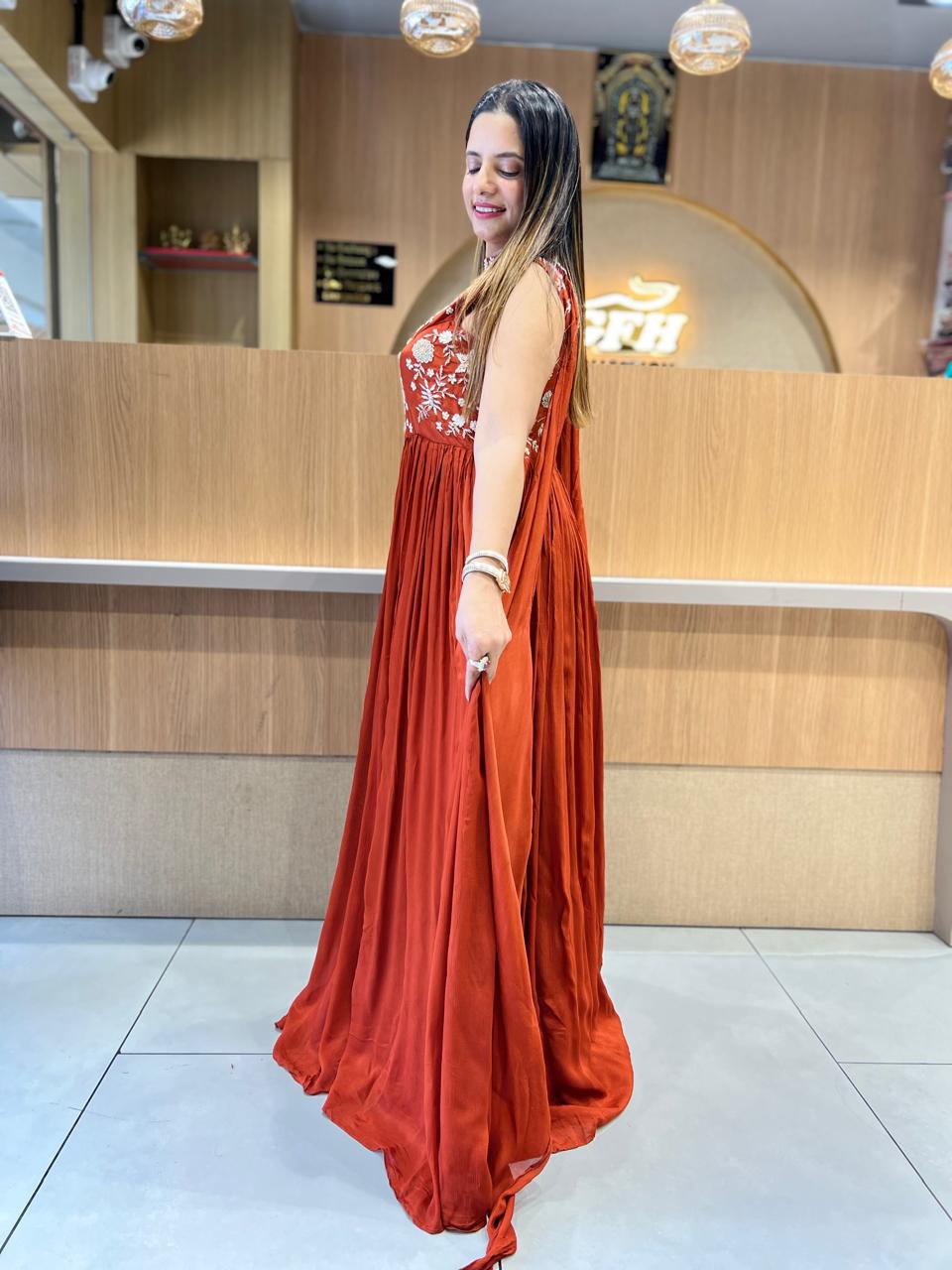 Pure Chinon Orange Gown