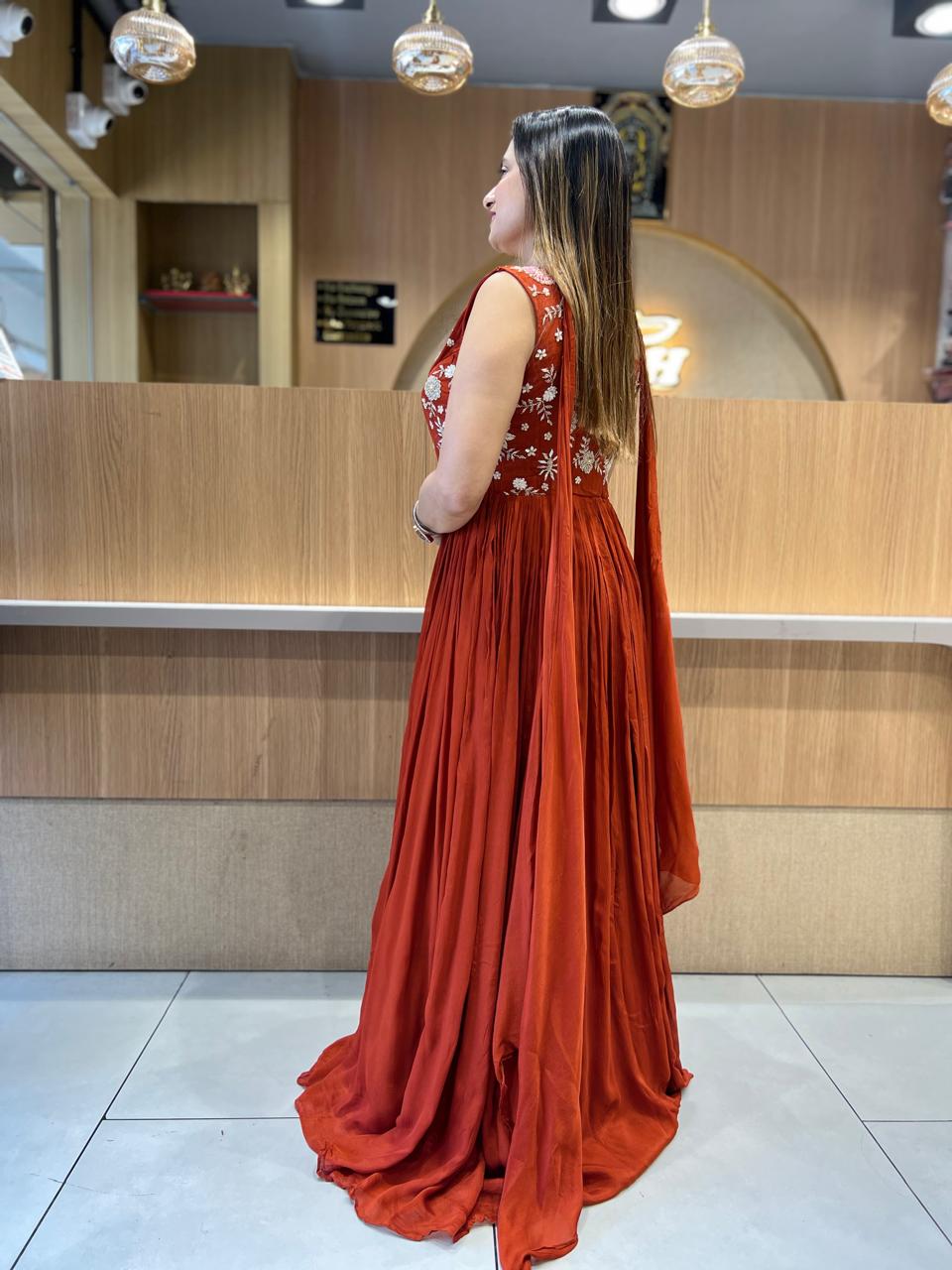 Pure Chinon Orange Gown