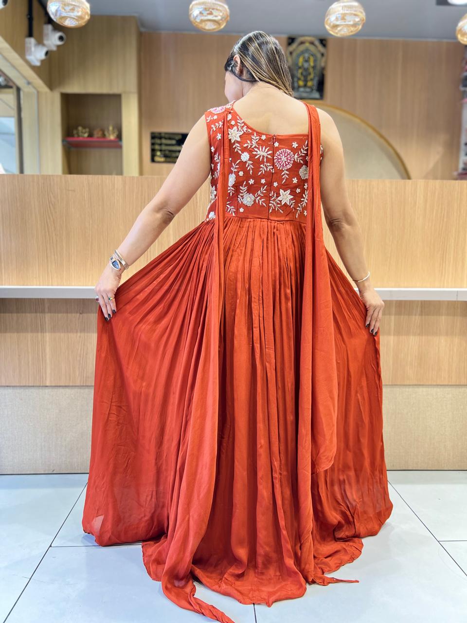 Pure Chinon Orange Gown
