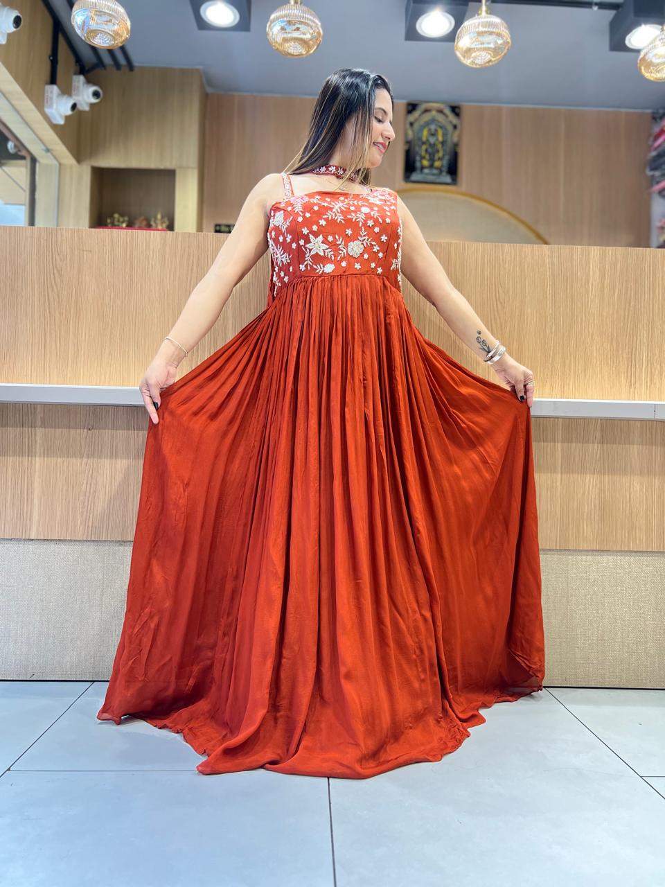 Pure Chinon Orange Gown