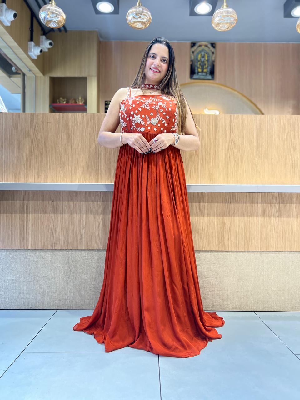 Pure Chinon Orange Gown