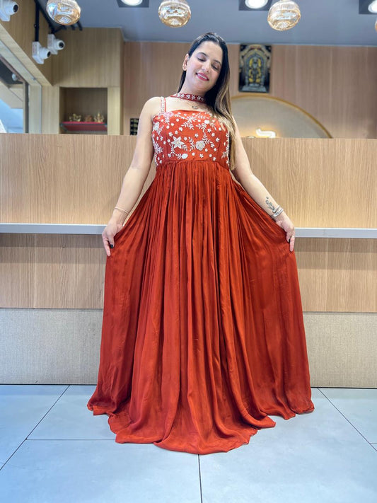 Pure Chinon Orange Gown