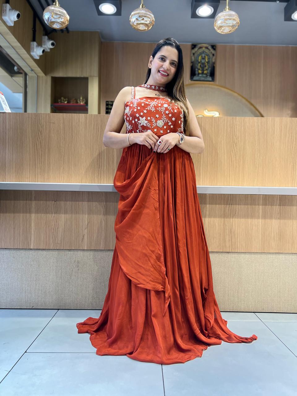 Pure Chinon Orange Gown