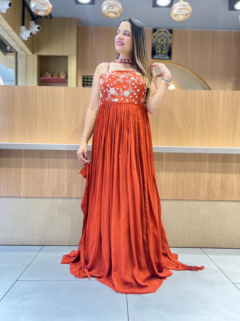 Pure Chinon Orange Gown