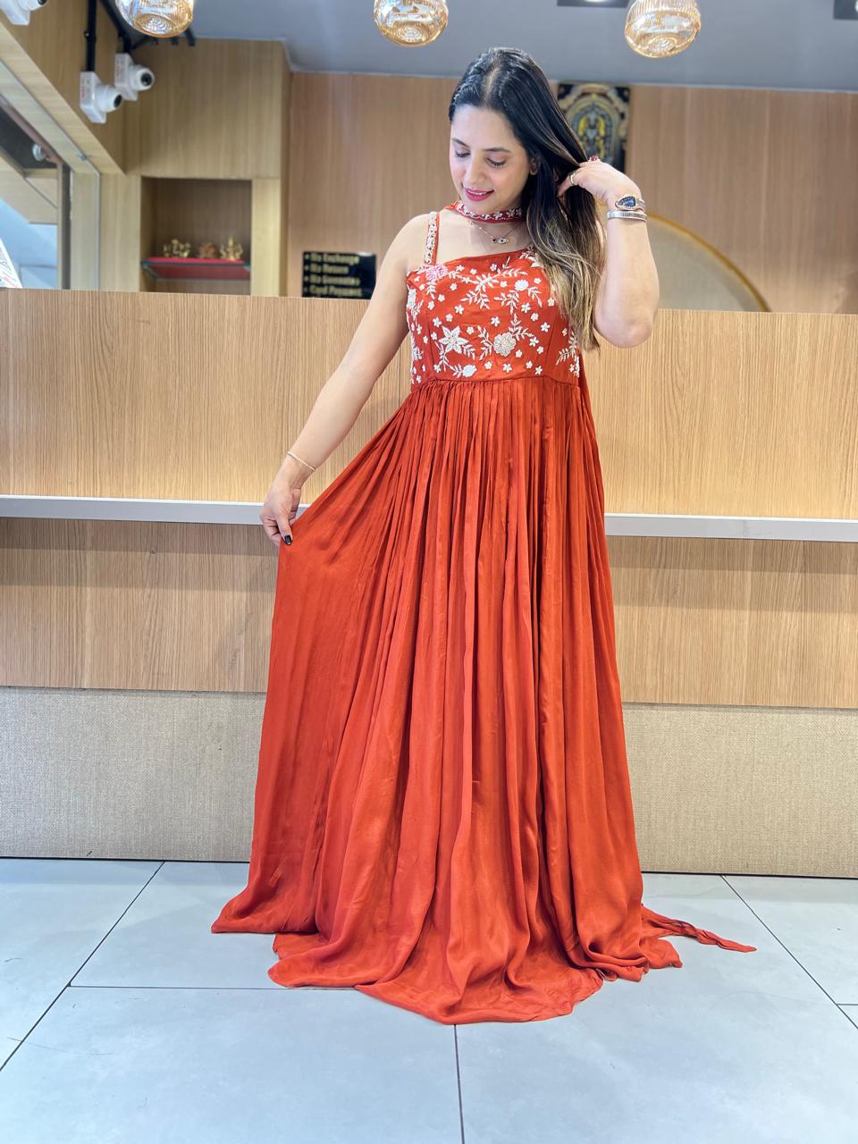 Pure Chinon Orange Gown
