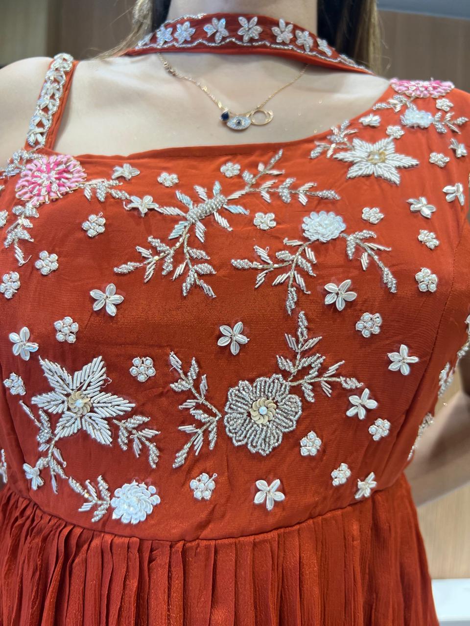 Pure Chinon Orange Gown