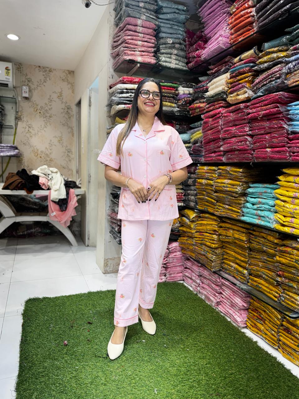 Pure cotton Hoisery Light Pink Night suit