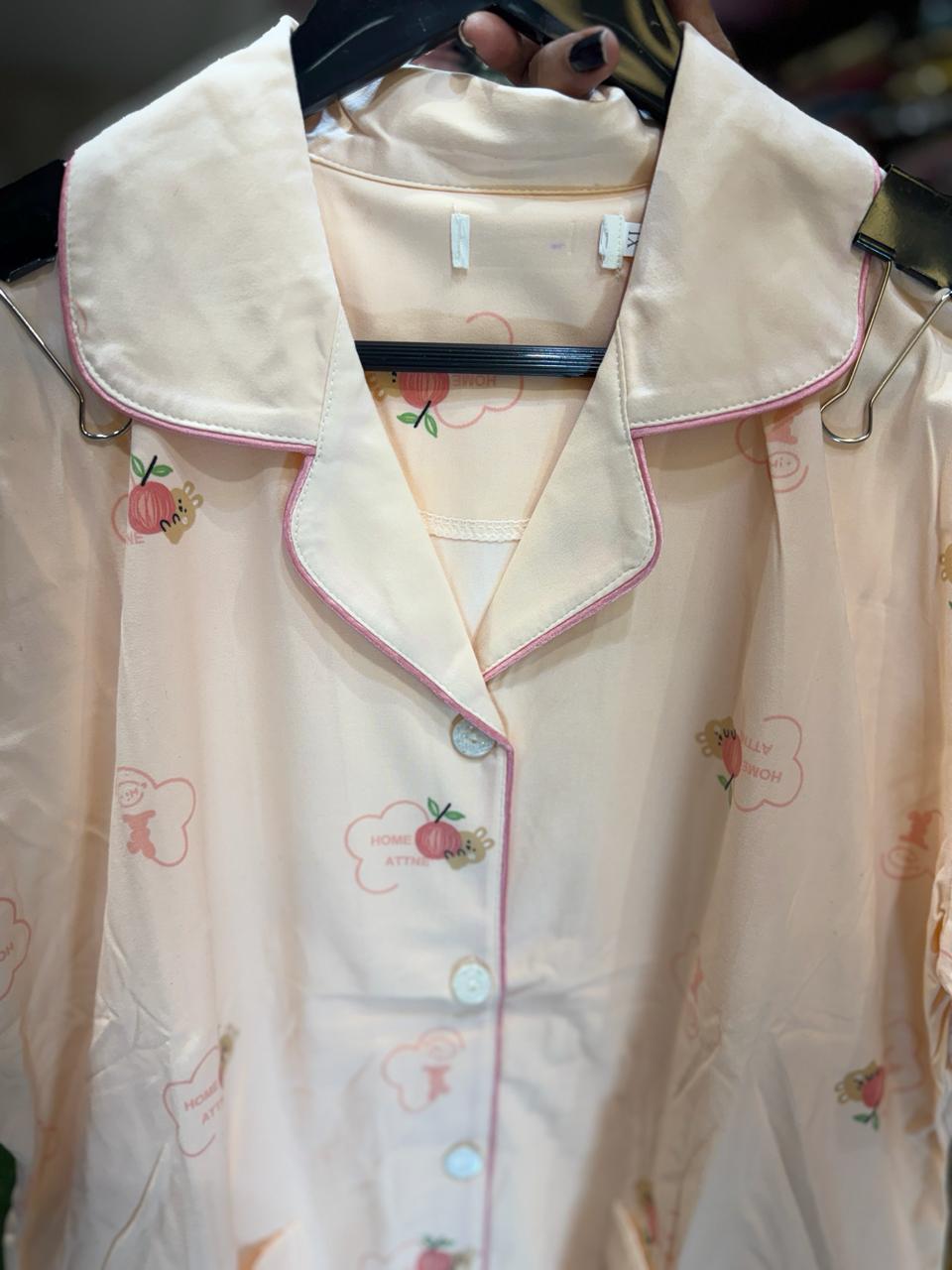 Pure cotton Hoisery Peach Night Suit