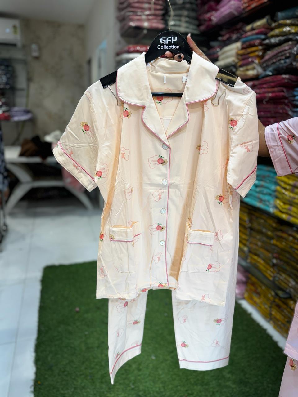 Pure cotton Hoisery Peach Night Suit