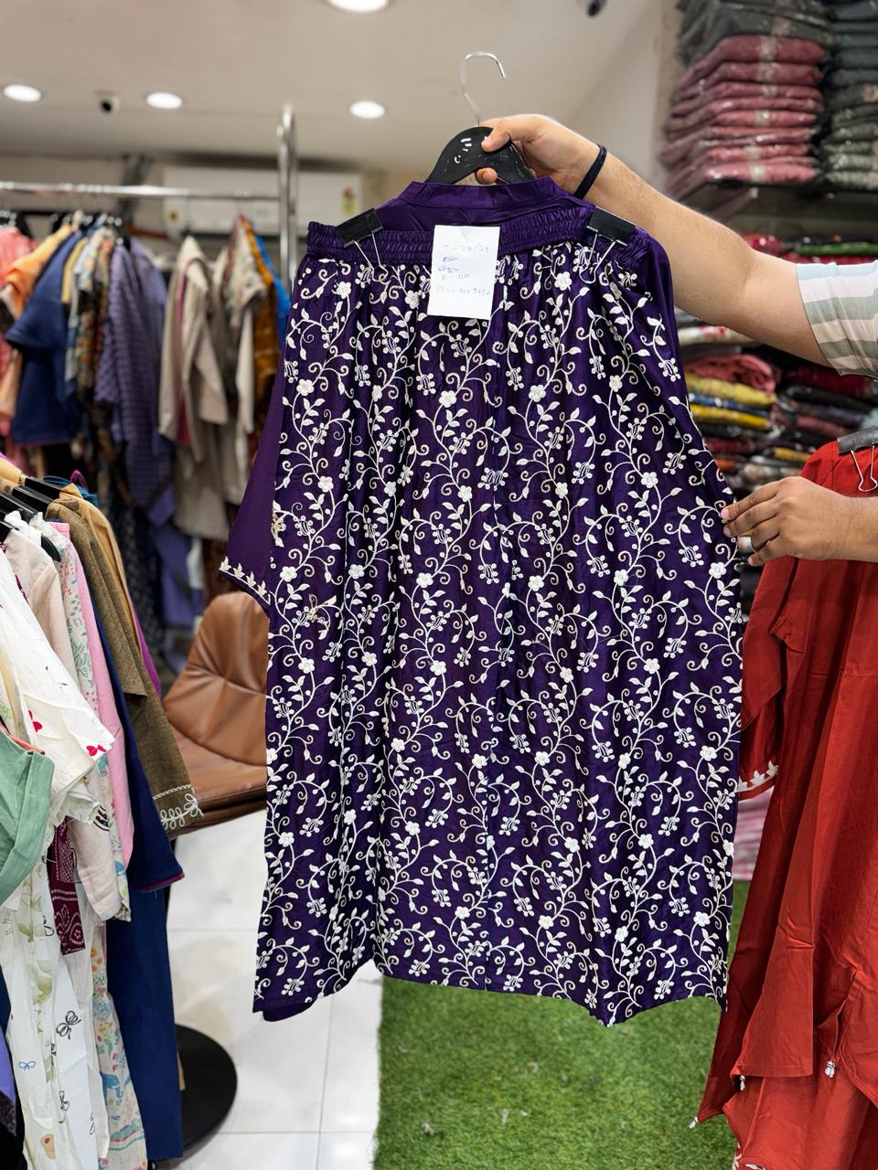 Pure Gaji Silk Purple Up And Down 2pc Set