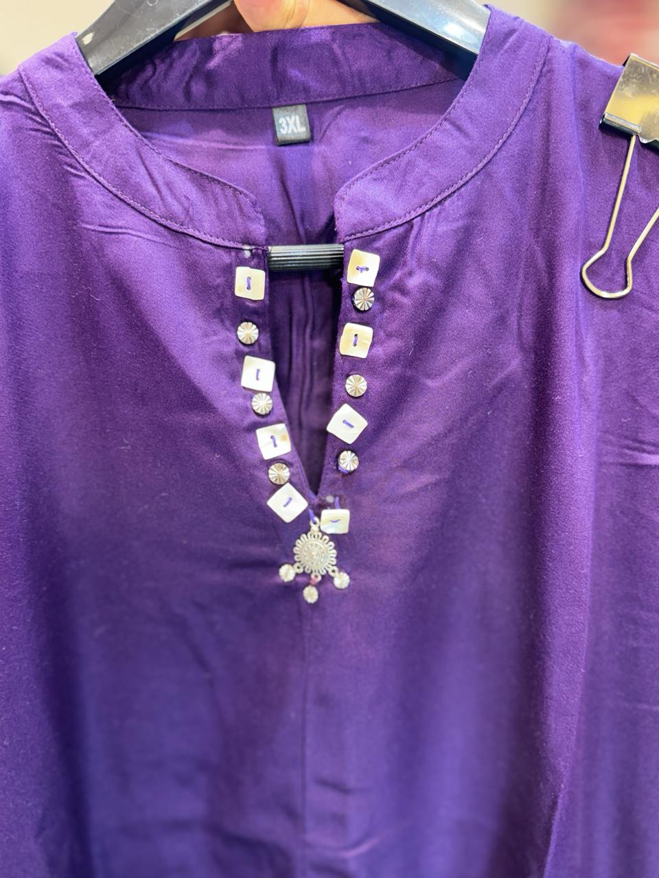 Pure Gaji Silk Purple Up And Down 2pc Set