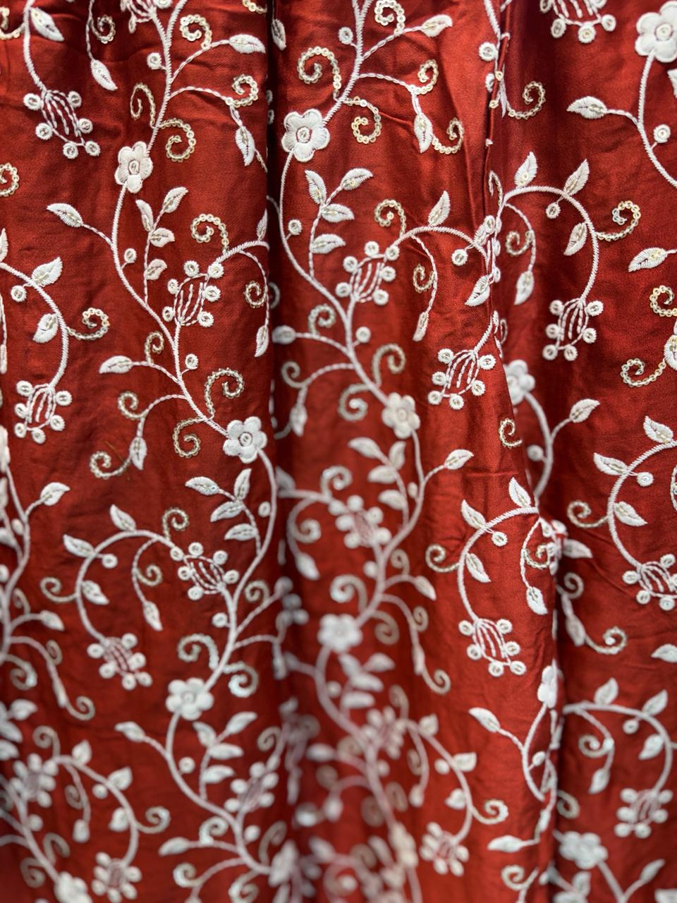 Pure Gaji Silk Orange Up And Down 2pc Set