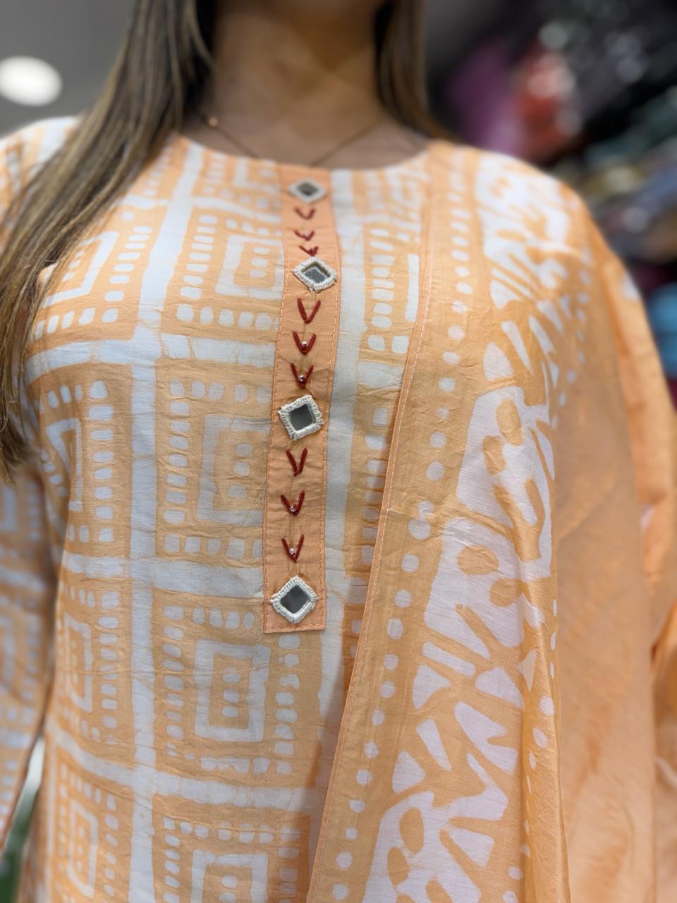 Pure Cotton Silk Light Orange 3pc Set