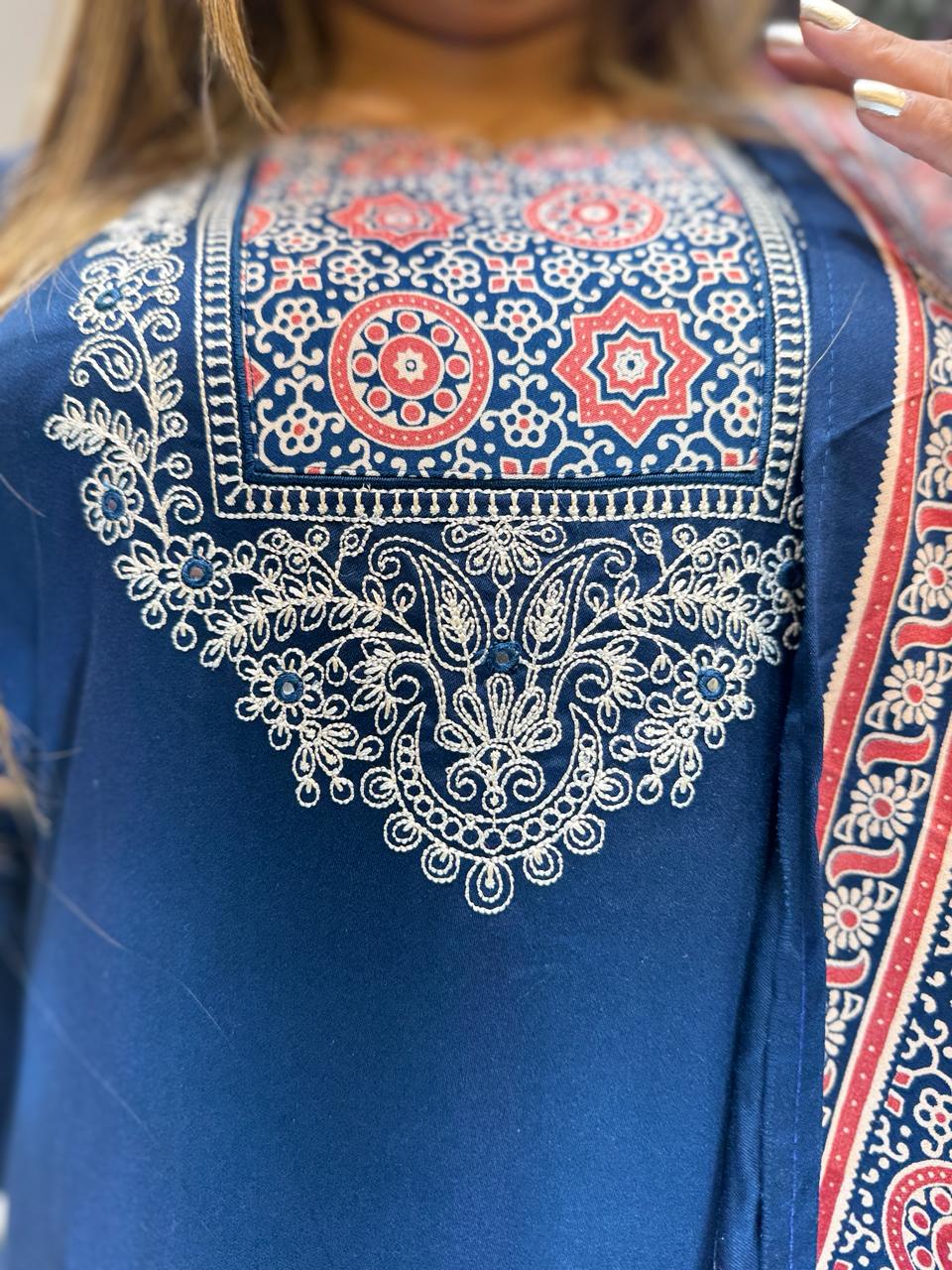 Pure Gaji Silk Blue 3pc Set