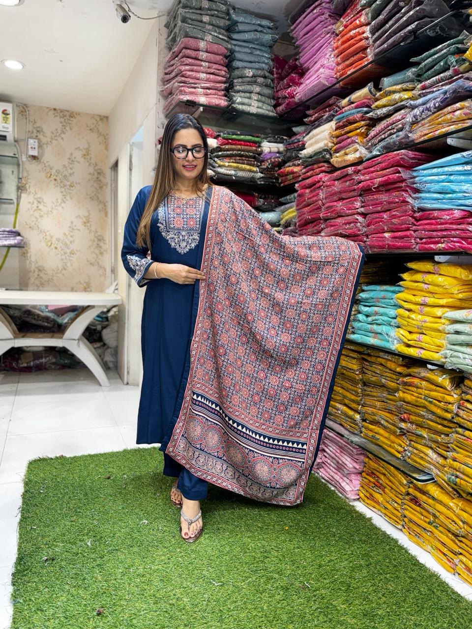 Pure Gaji Silk Blue 3pc Set