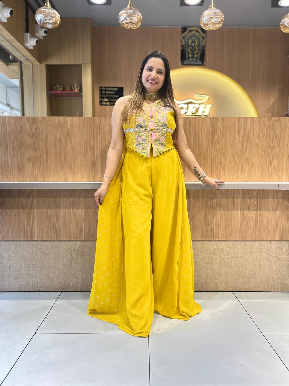 Pure Georgette Yellow 3pc set