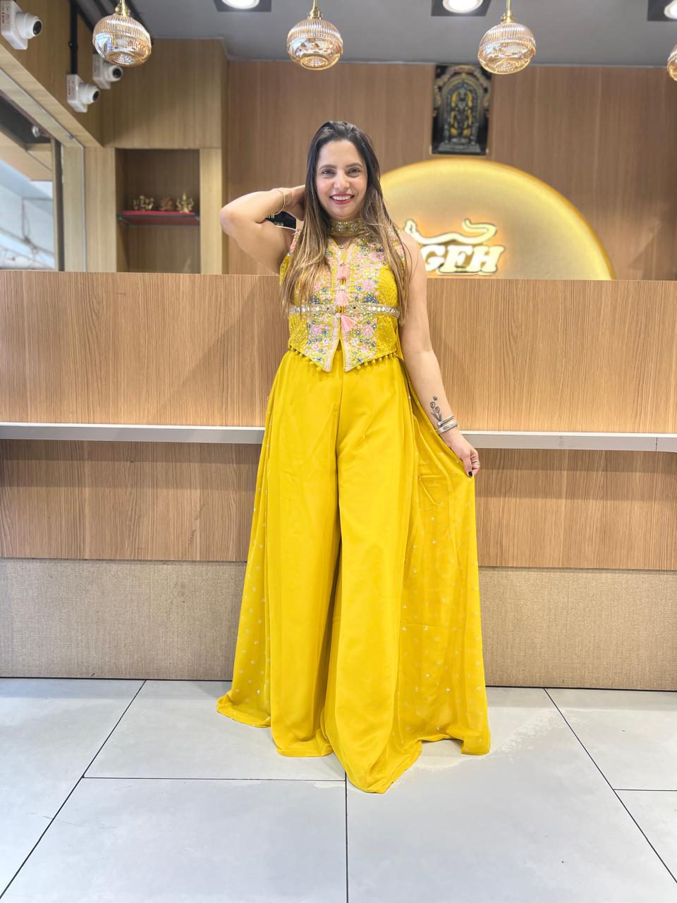 Pure Georgette Yellow 3pc set