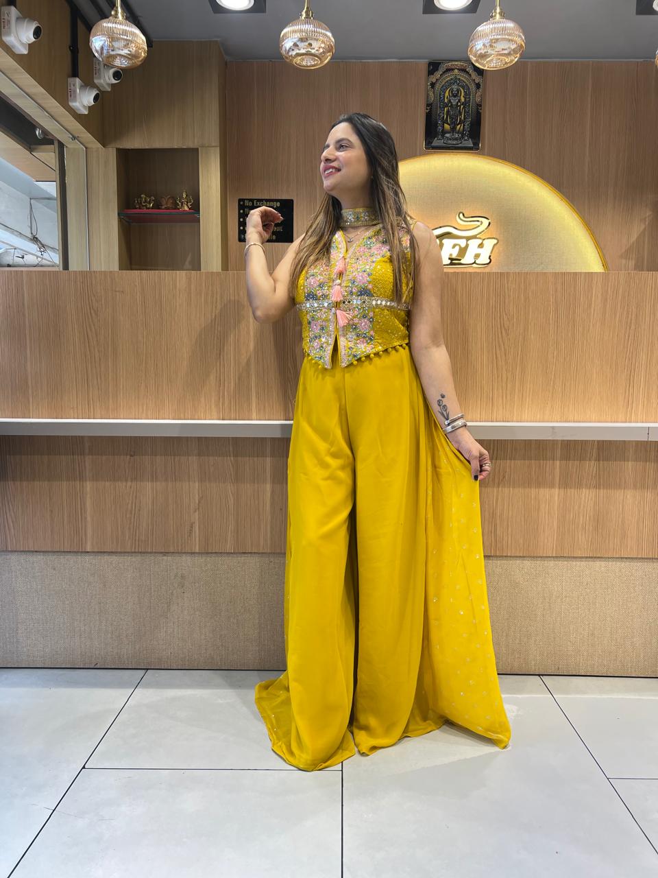 Pure Georgette Yellow 3pc set