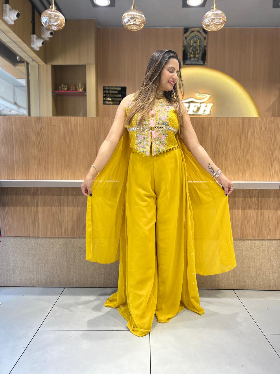 Pure Georgette Yellow 3pc set