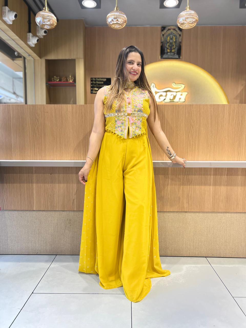 Pure Georgette Yellow 3pc set
