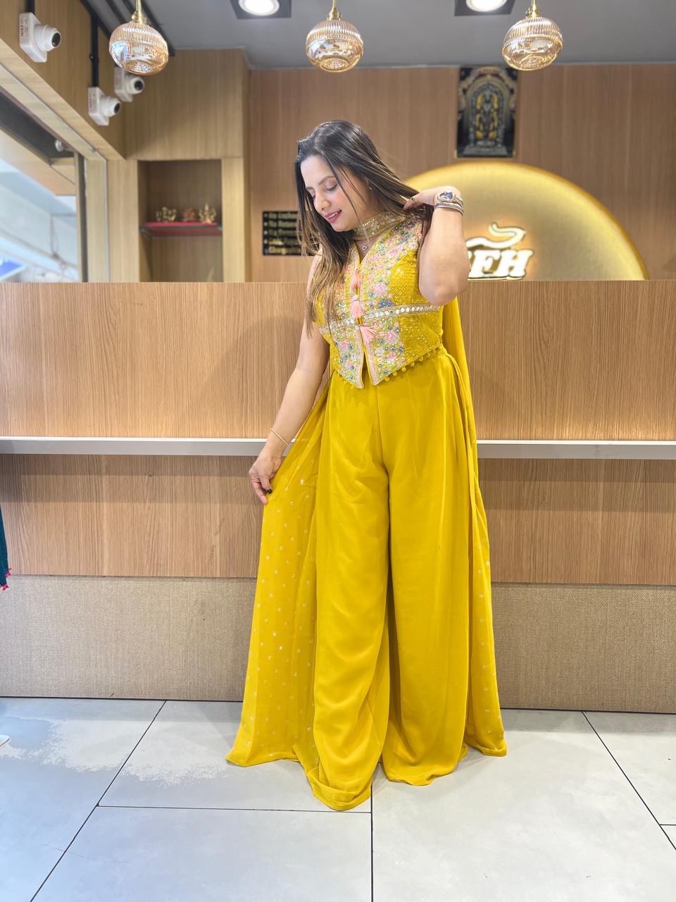Pure Georgette Yellow 3pc set