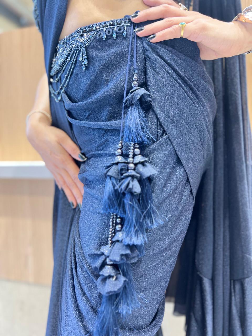 Pure Imported Black Drep Saree