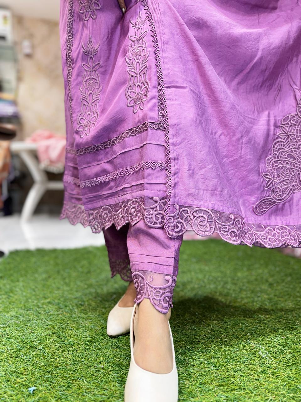 Pure Muslin Purple 3pc Set