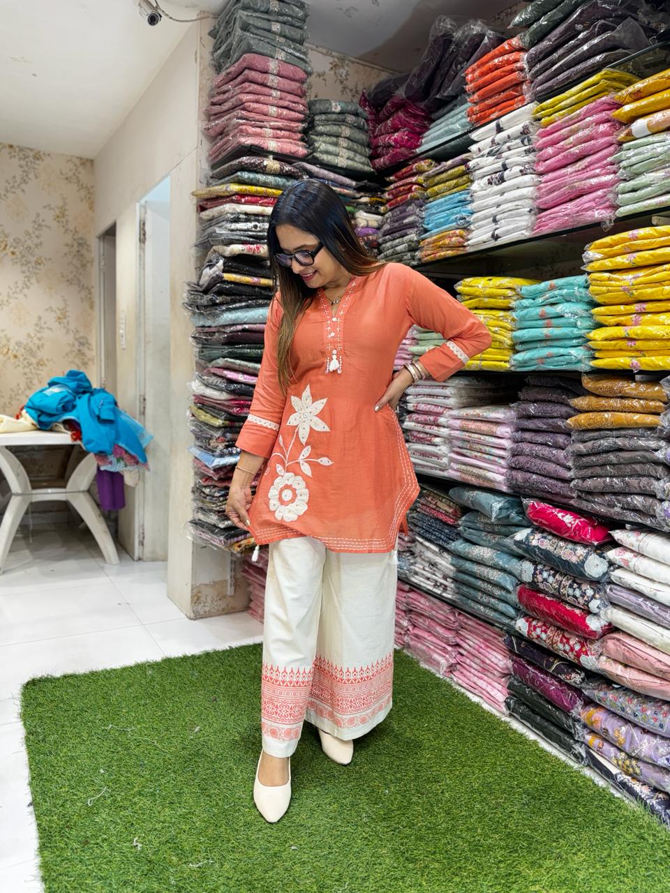 Pure Mull Cotton Peach 2pc Set