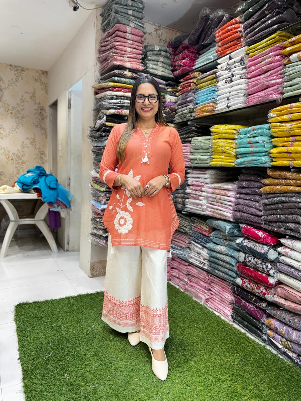 Pure Mull Cotton Peach 2pc Set