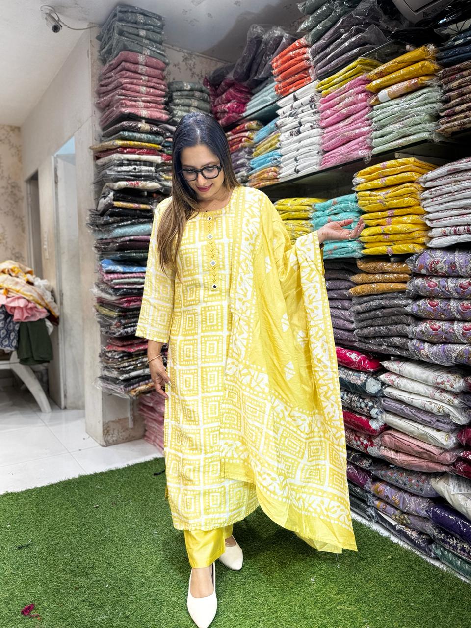 Pure Cotton Silk Yellow 3pc Set