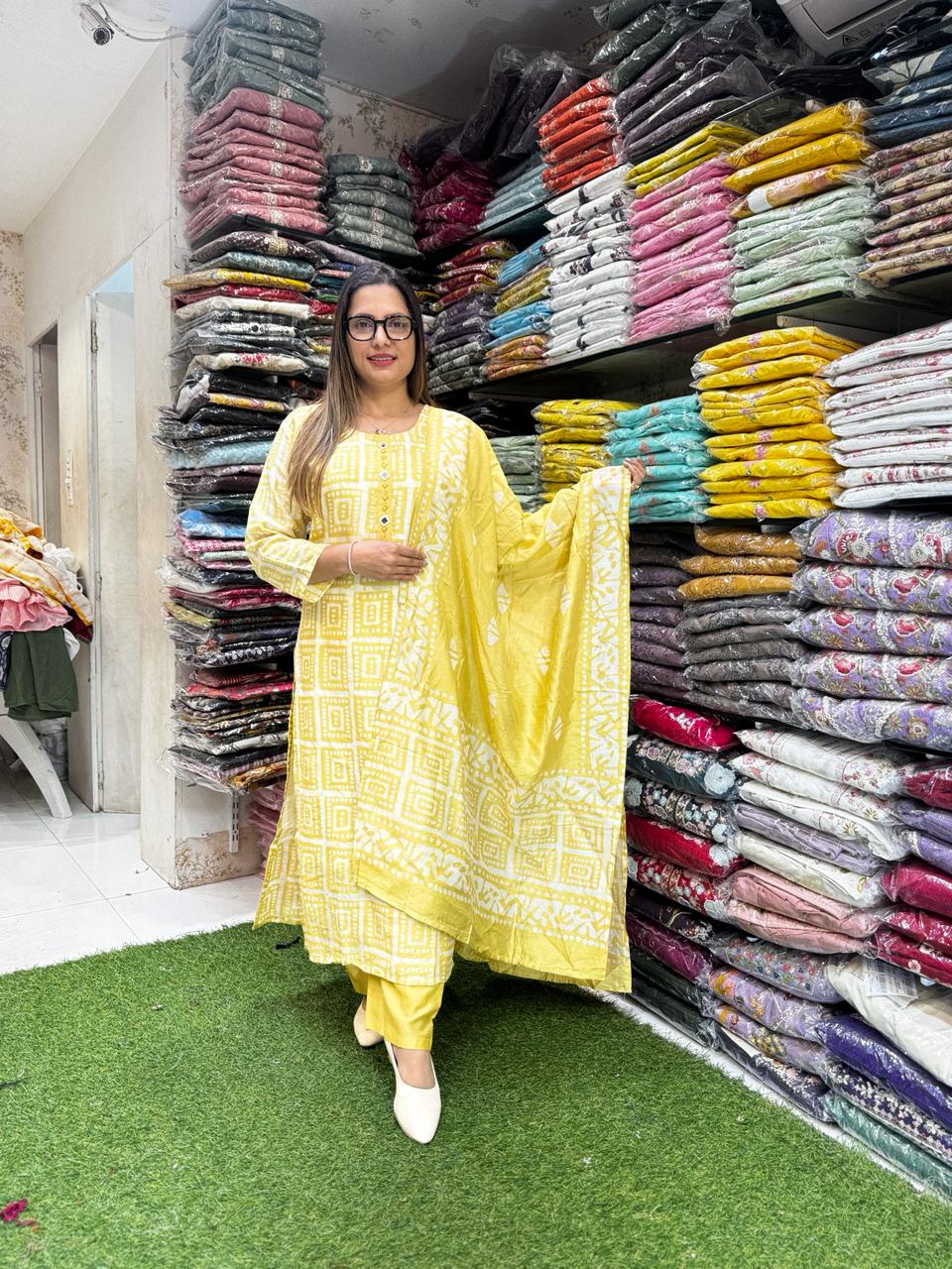 Pure Cotton Silk Yellow 3pc Set