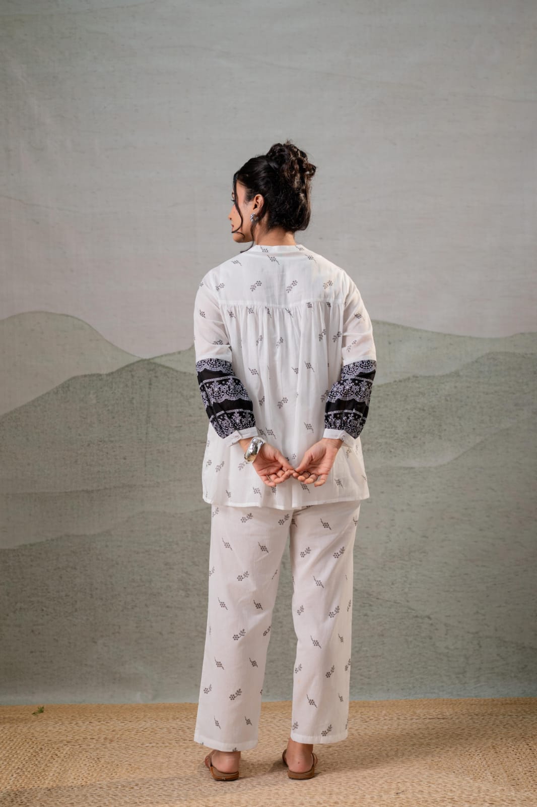 Pure Mull Cotton White And Black 2pc Set