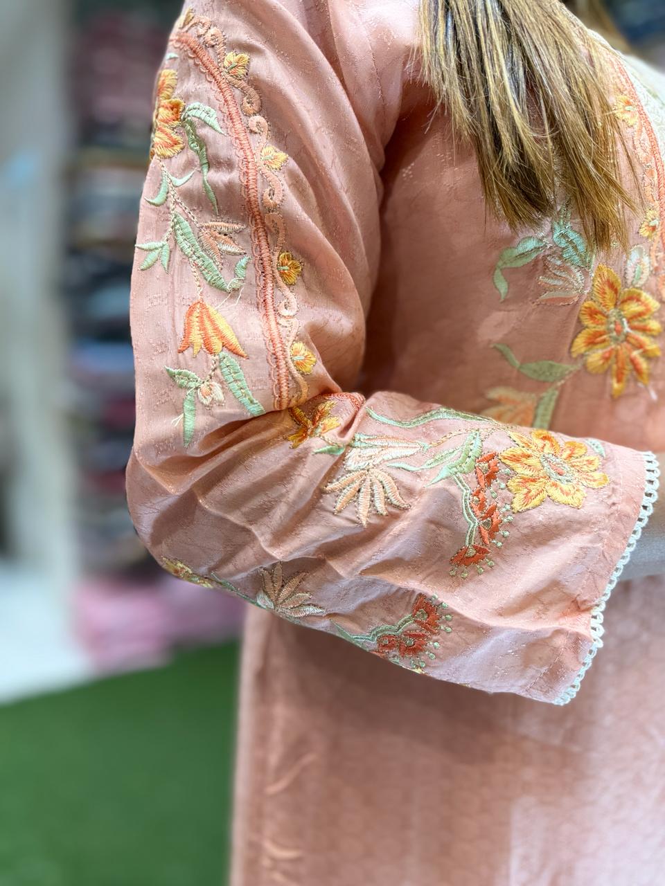 Pure Muslin Peach 3pc Set