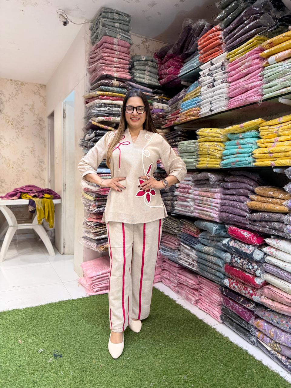 Pure Jute Cotton Off White 2pc Set